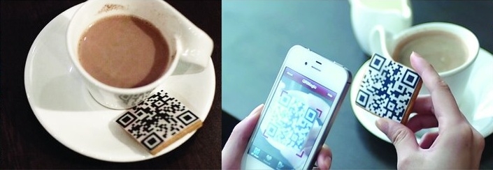 exemple de QR code avec une tasse à café